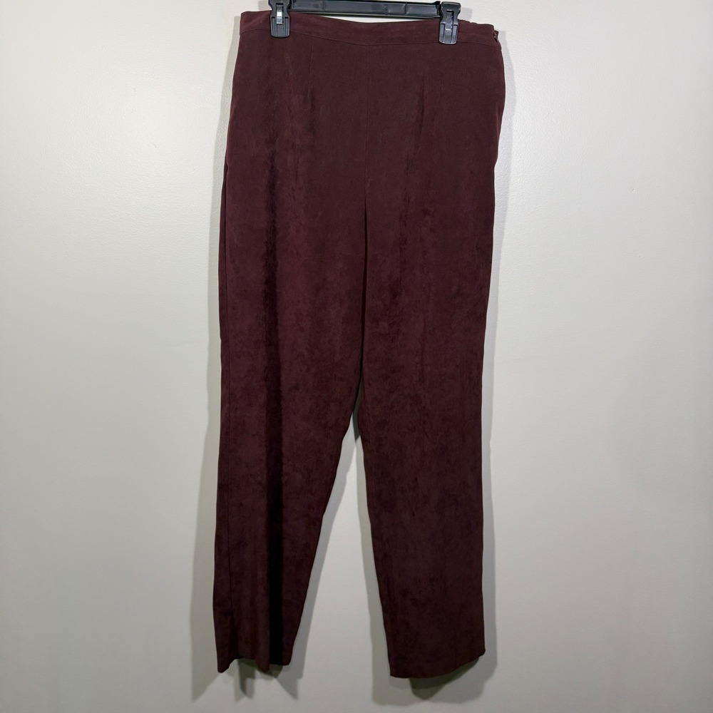 Sag Harbor Size 16 Burgundy‎ Pants Faux Suede Elastic Waist Career Dress Pants